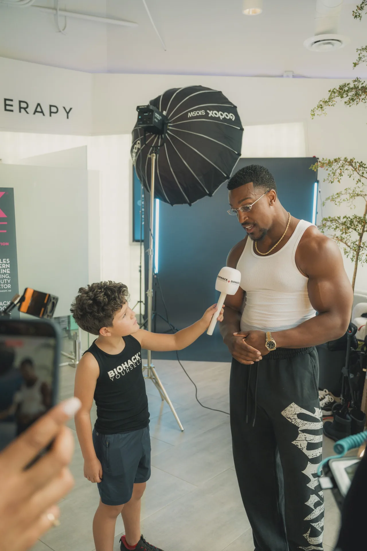A Lolli kid interviewing Ashton Hall