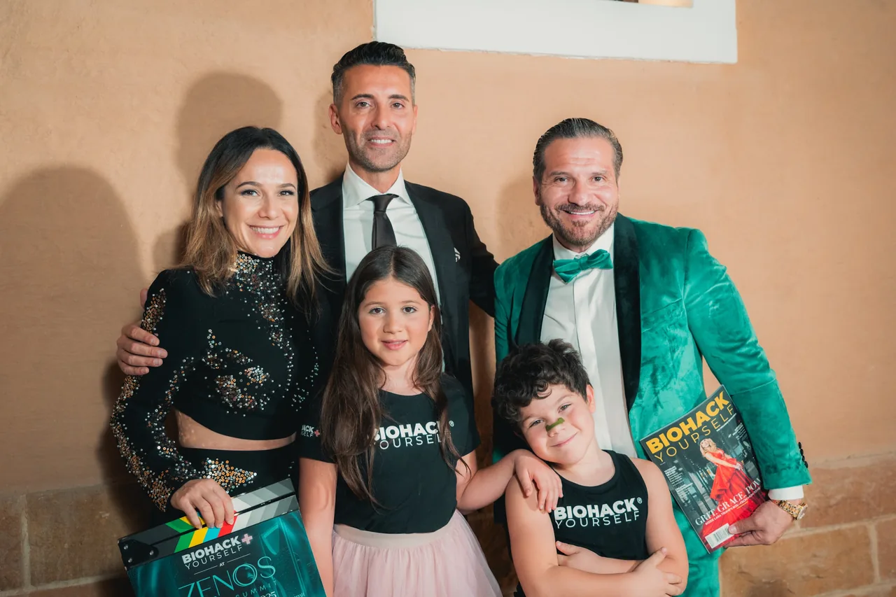 The Lolli family with the magazine in Riyadh